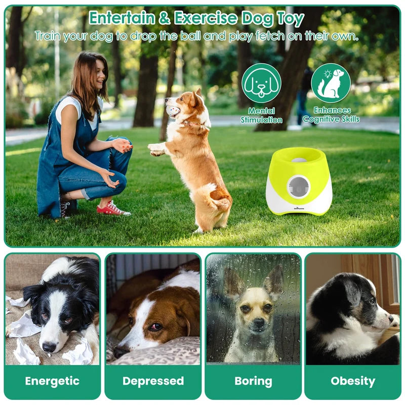 Automatic Dog Ball Launcher Rechargeable Interactive Pet Ball Thrower For Small Medium Dogs Interactive Dog Fetch Toy With 3 Adjustable