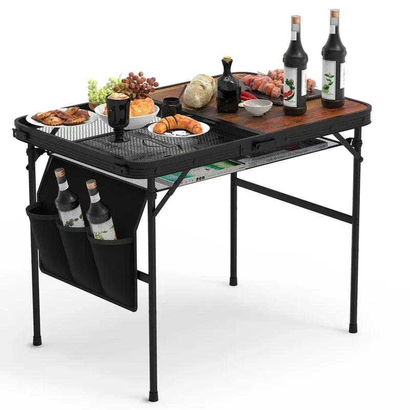 Foldable Camping Table Collapsible Picnic Aluminum Alloy Grill Stand