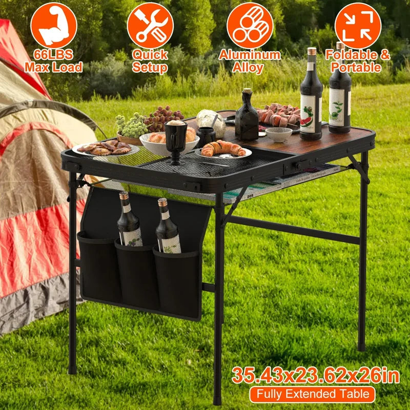 Foldable Camping Table Collapsible Picnic Aluminum Alloy Grill Stand