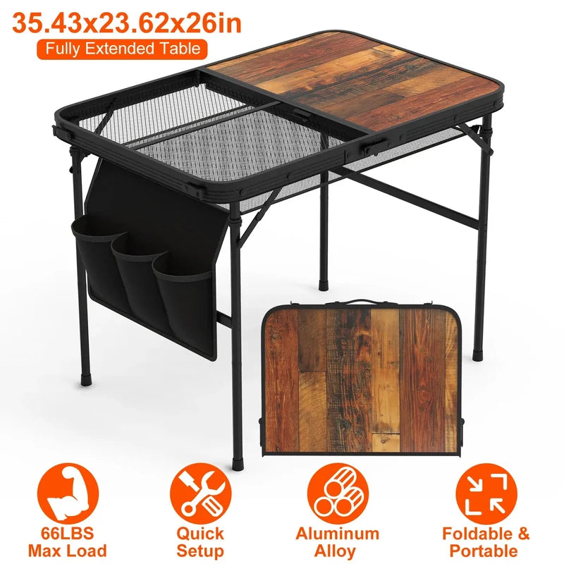 Foldable Camping Table Collapsible Picnic Aluminum Alloy Grill Stand