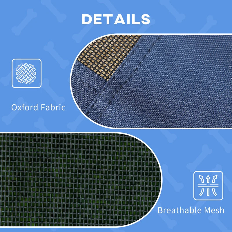 Elevated Portable Dog Cot Pet Bed with UV Protection Canopy Shade, 30 inch, Dark Blue