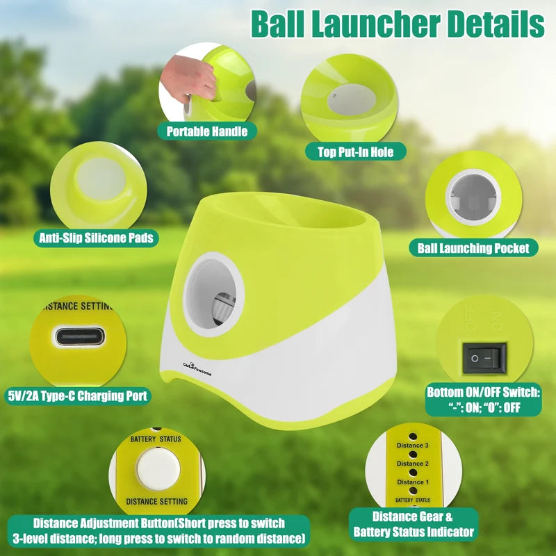 Automatic Dog Ball Launcher Rechargeable Interactive Pet Ball Thrower For Small Medium Dogs Interactive Dog Fetch Toy With 3 Adjustable