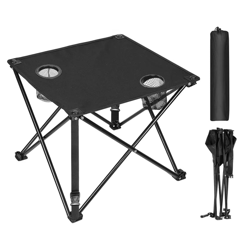 1Pc 2Pc Options Foldable Camping Table Portable Picnic Table Lightweight Travel Desk With 2 Cup Holders Carrying Bag Color Options Black Orange Green Red Blue Navy Blue