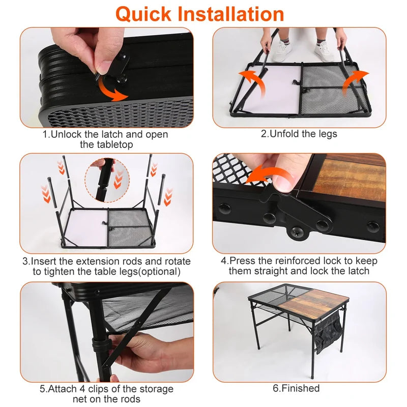 Foldable Camping Table Collapsible Picnic Aluminum Alloy Grill Stand