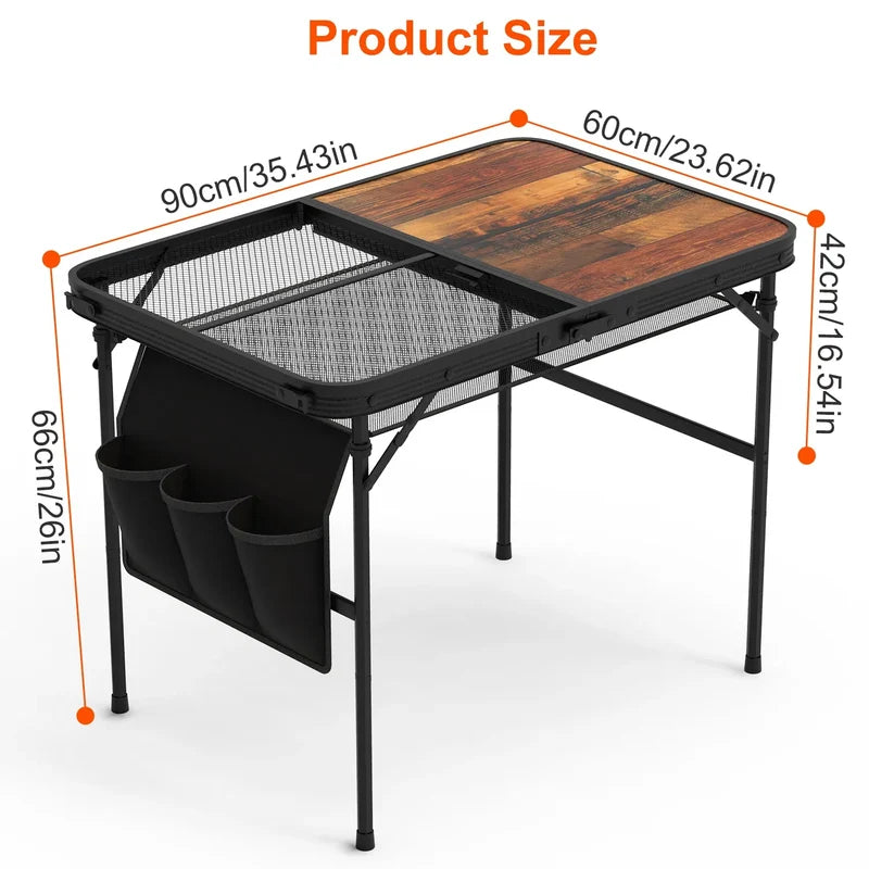 Foldable Camping Table Collapsible Picnic Aluminum Alloy Grill Stand