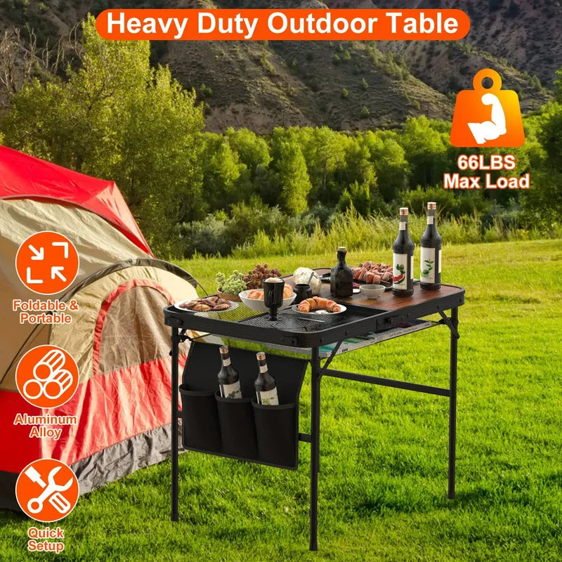 Foldable Camping Table Collapsible Picnic Aluminum Alloy Grill Stand