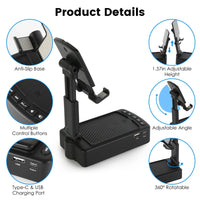 1Pc Cell Phone Stand With HD Surround Wireless Speaker Power Bank Portable Foldable Charging Phone Stand With Anti Slip Base Compatible With Phone Tablet For Home Office Outdoor