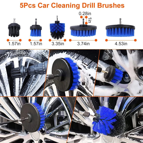 26Pcs Car Detailing Brush Kit Exterior Interior Car Cleaning Set Drill Brush Set Car Buffing Sponge